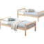 Lit simple superposé au fini naturel, avec des accents blancs et une esthétique fraîche, convient à la chambre à coucher avec des tons de bois, s'adaptant à différentes exigences fonctionnelles, conception à lattes