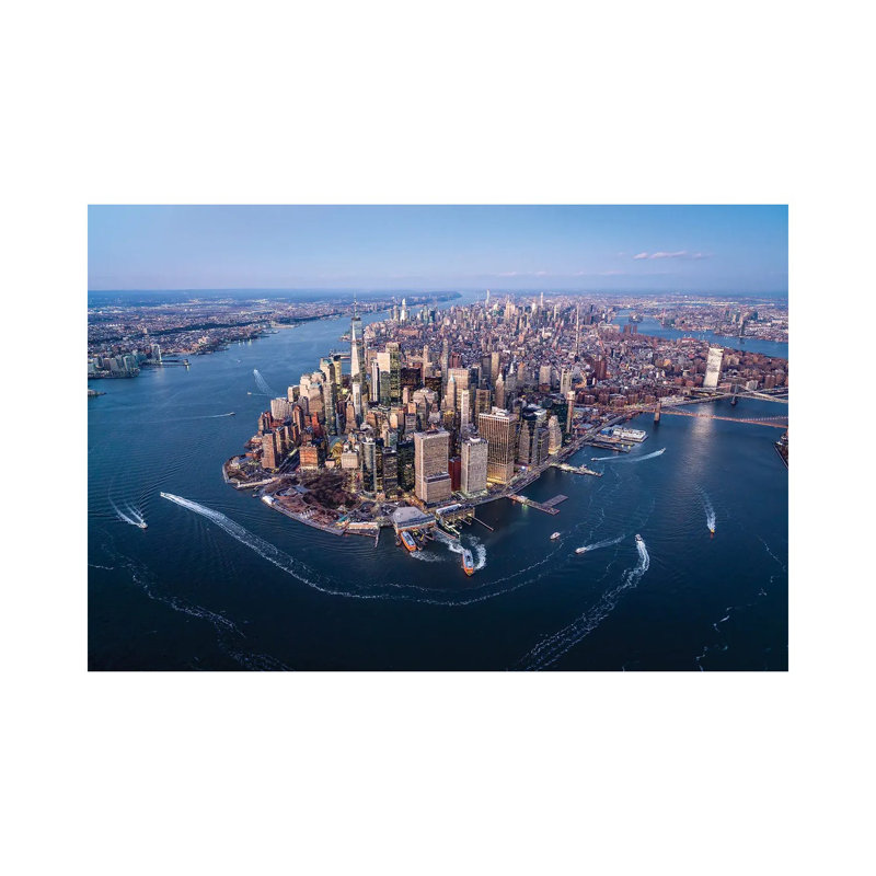 Aerial View Of The Lower Manhattan Skyline, New York City by Jan Becke - Wrapped Canvas Print, 20.32 cm H x 30.48 cm W
