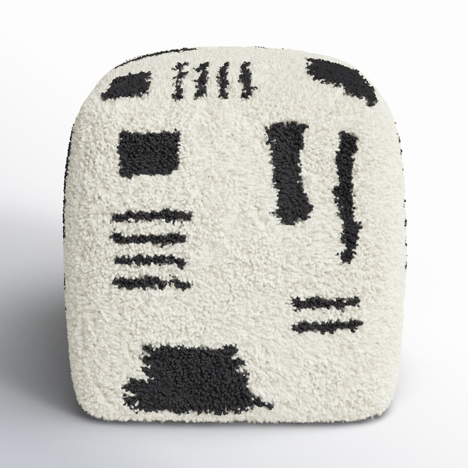 Tuaca Upholstered Pouf, White Boucle