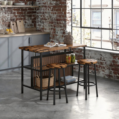 Grondin 47.24" Iron Kitchen Island Set