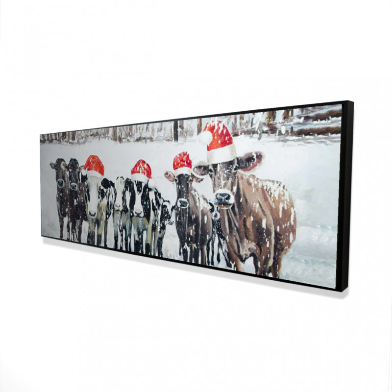 " Curious Christmas Cows ", 16" H x 48" W