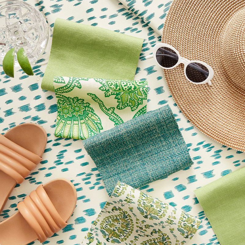 En Vacances II Les Touches II Fabric, Teal