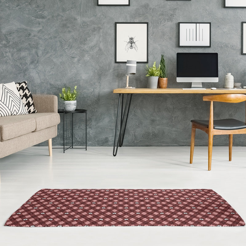 Tapis de zone rouge reg patterns argyle crânes, Rectangle 4 pi x 6 pi