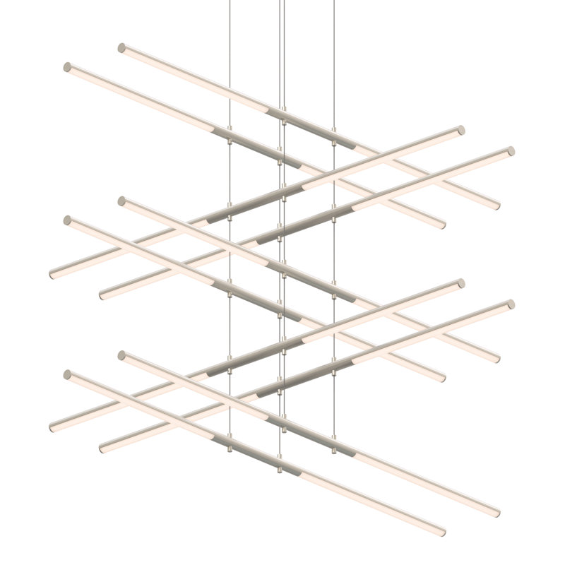 Tik-Tak 20 - Light Dimmable LED Tiered Chandelier, Satin Nickel