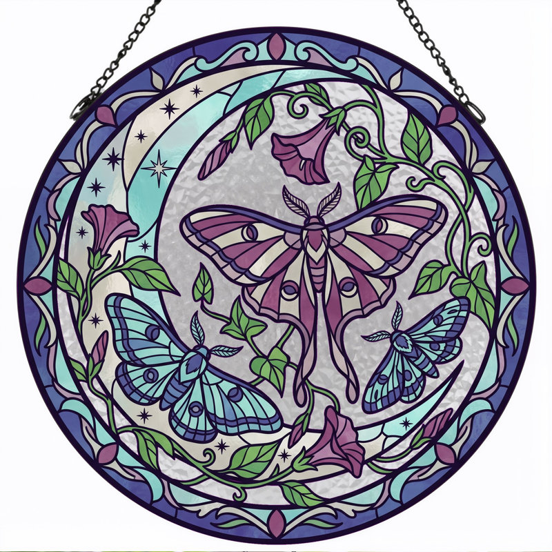Vitrail Moth Moon - 7,8H, H 7,8 po