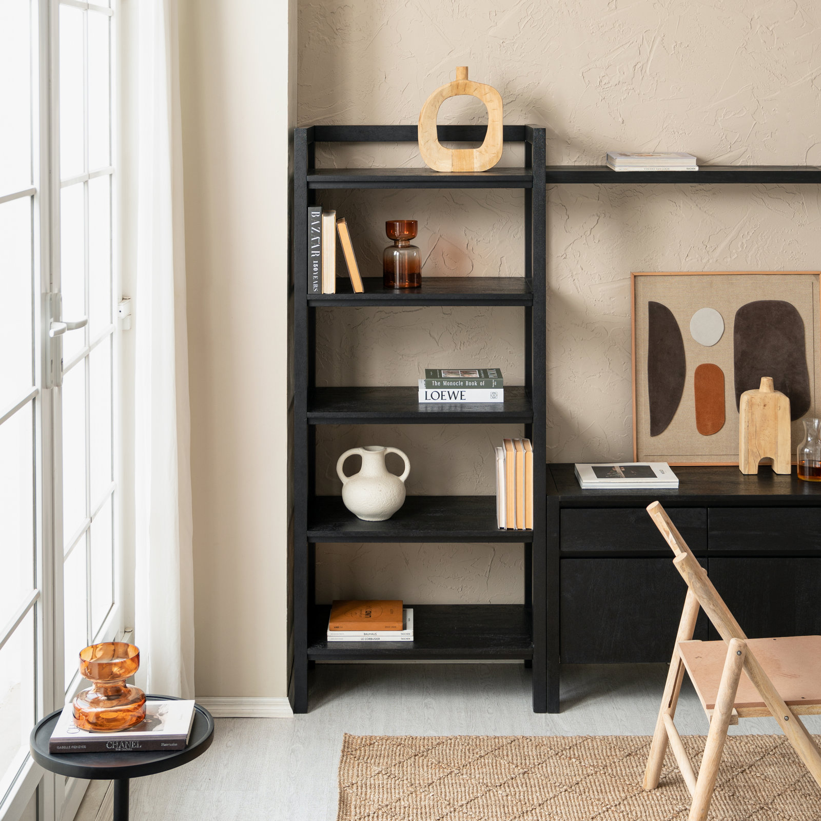 Stills 30" Mango Bookcase, Black, 70" H x 30" W x 16" D