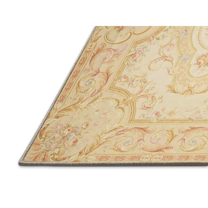 Tapis traditionnel brun clair / doré Pittner, Rectangle 5 pi x 7 pi