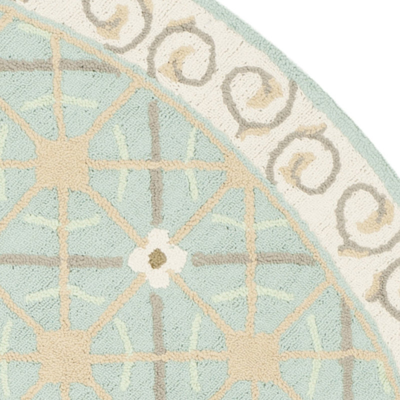 Wykoff Hand Hooked Cotton Pile Southwestern Rug, Round 6'