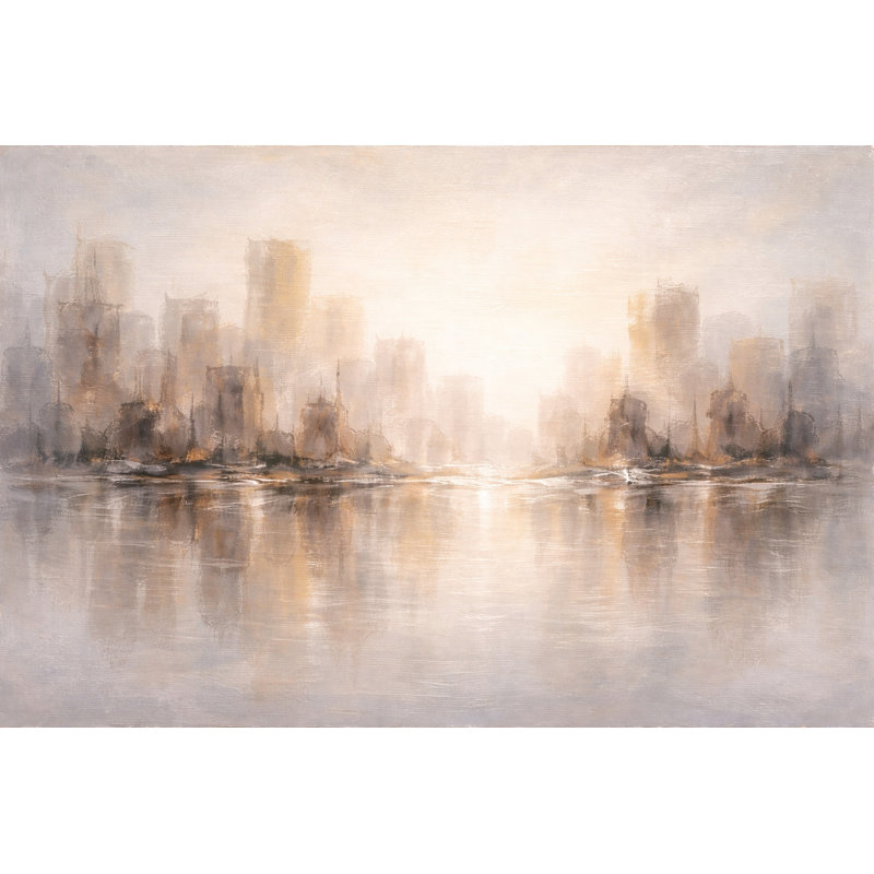 Art mural sur toile Sunrise Reflection City, H 16 po x l 24 po x P 1,5 po
