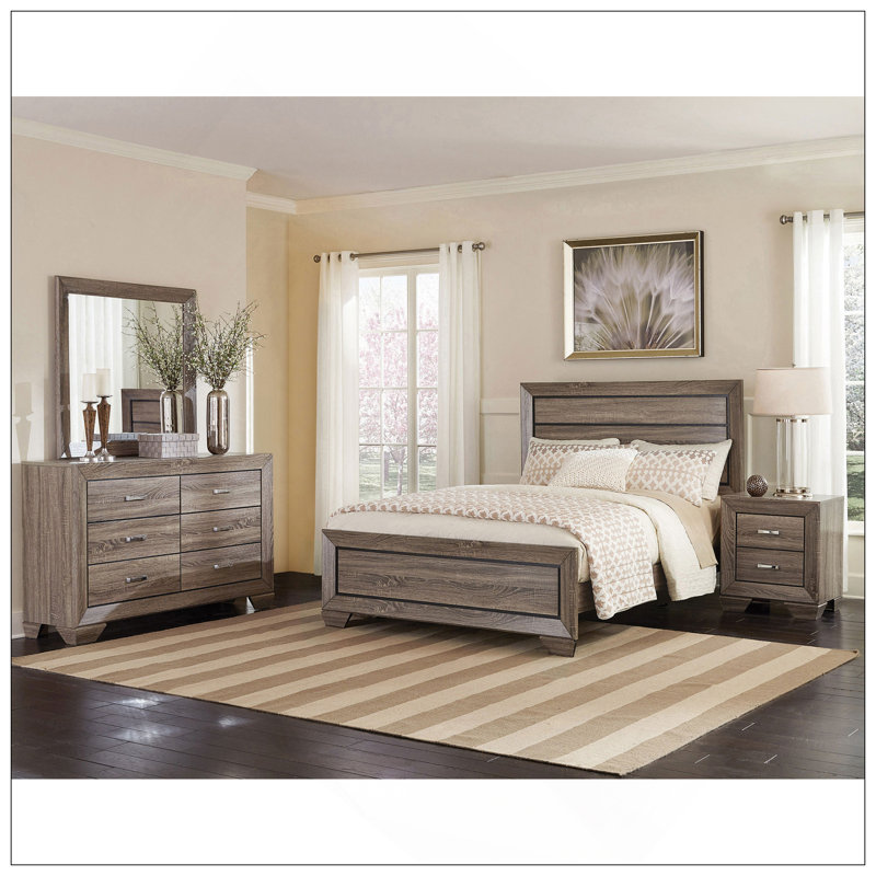 Très grand lit oriental taupe délavé avec lattes, charme rustique et élégance moderne pour un style de chambre polyvalent