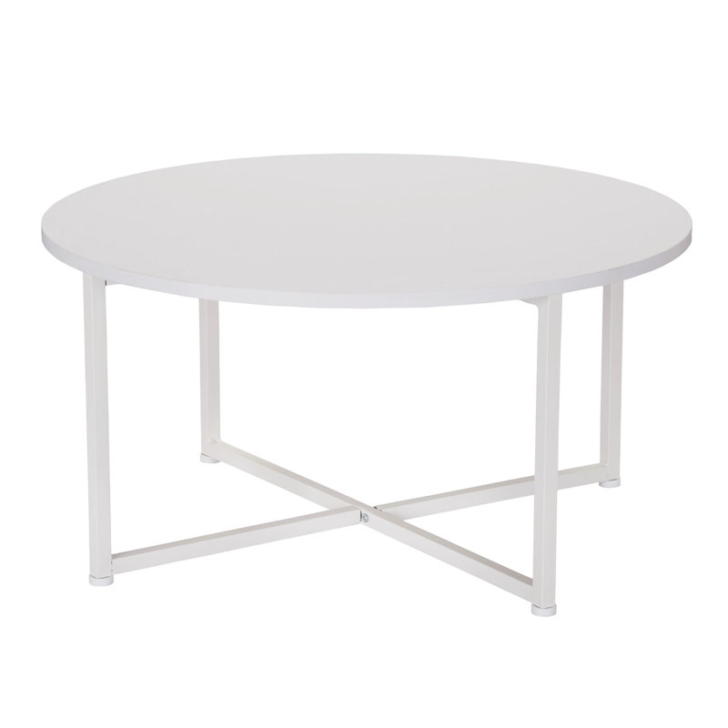 Jamestown Round Coffee Table Scandinavian and Metal Frame, White