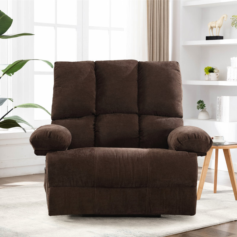 Acotas Oversized Chenille Standard Recliner Chair, Brown