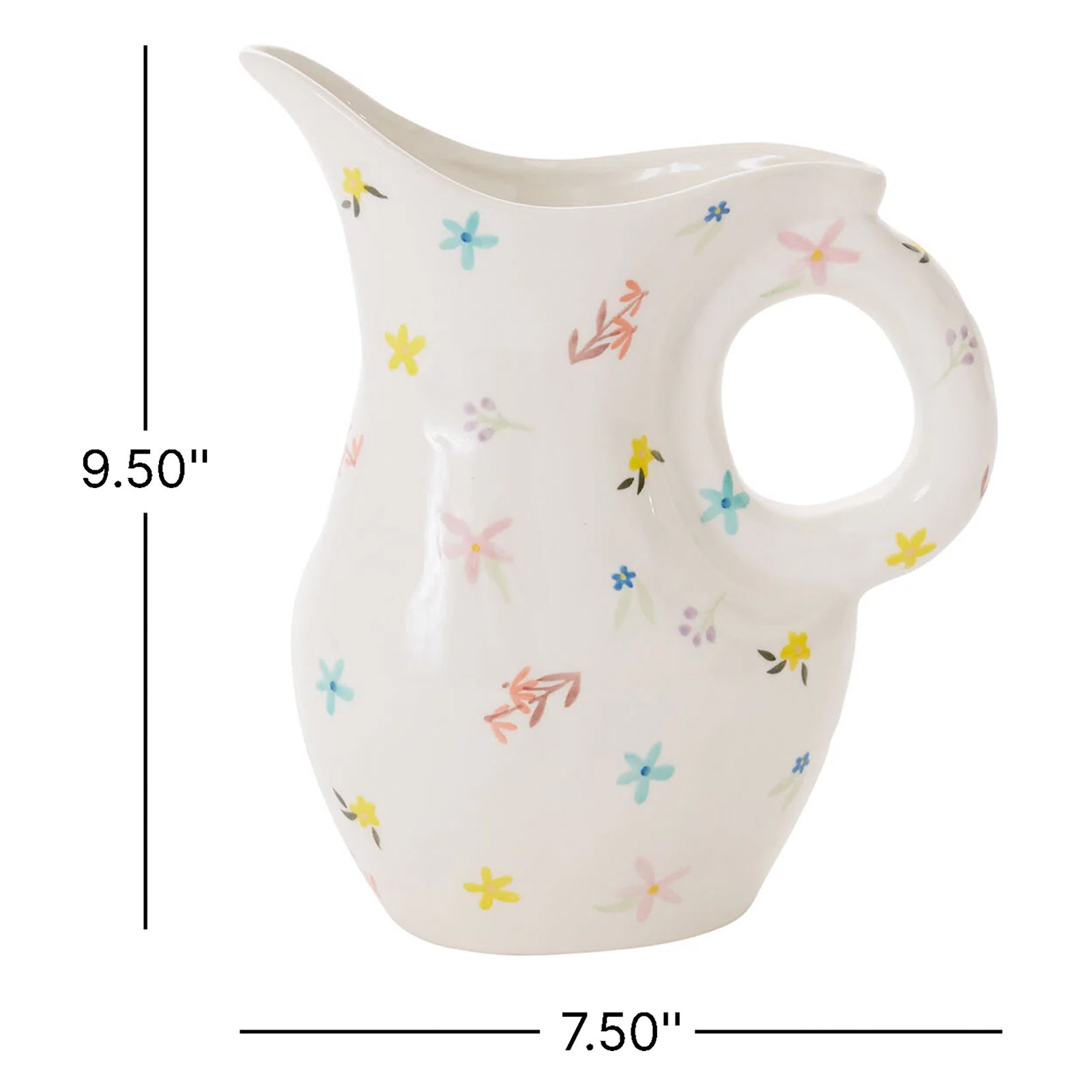 Ditsy Floral Pitcher 7.5"x 4"x 9.5"