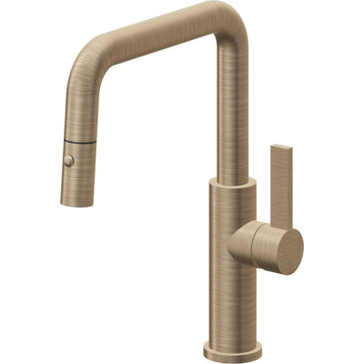 Corsano Contemporary Pull Down Kitchen Faucet with Button Sprayer Quad Spout and FB Series Handle