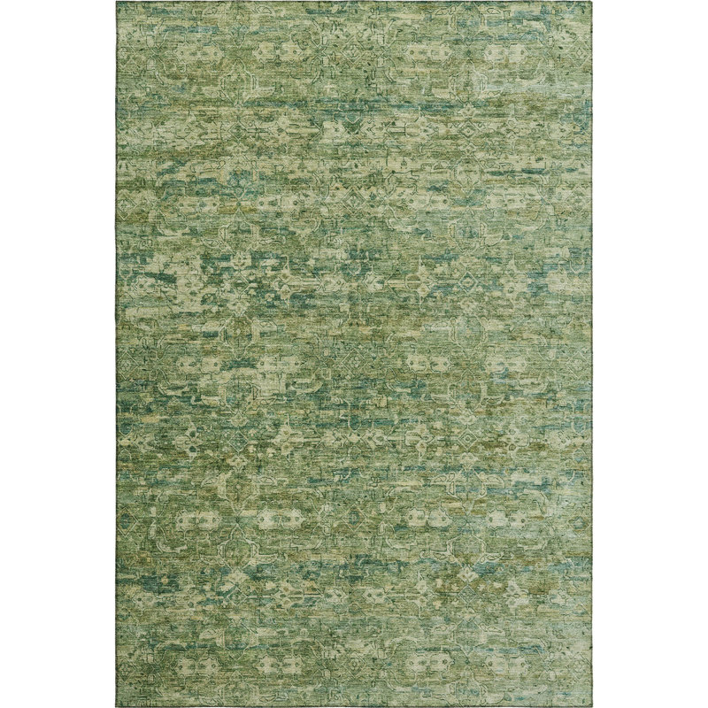 Premium Machine Washable Mayfield AMF2324 Ikat Rug, Olive, 9' x 12'