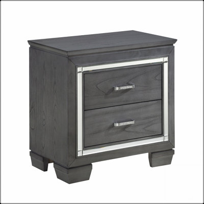 Table de chevet de style glamour avec éclairage DEL et faux cristaux, mobilier de chambre à coucher moderne avec deux tiroirs