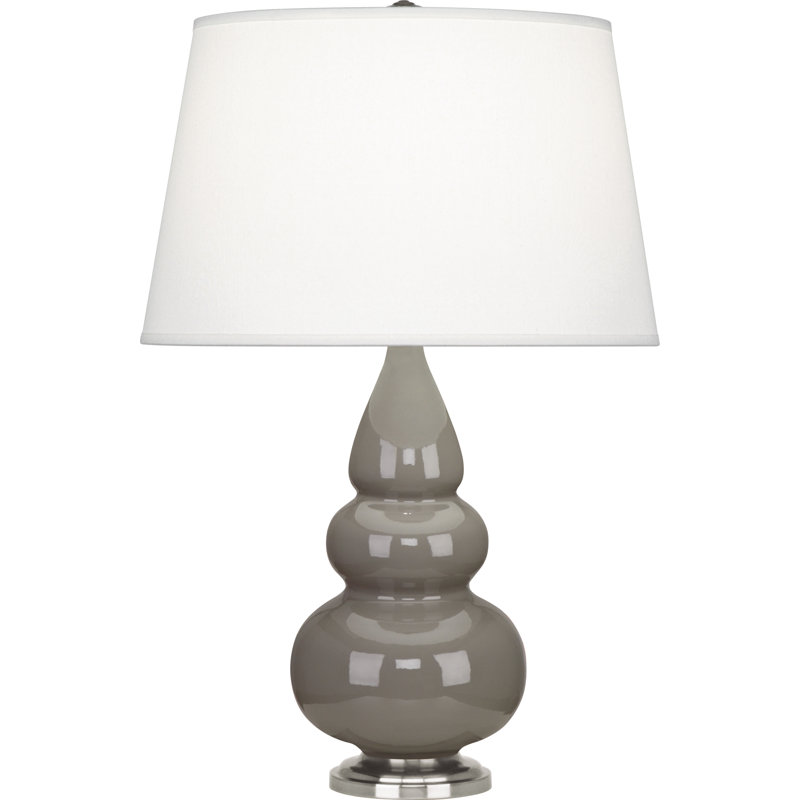 Small Triple Gourd Table Lamp, Smoky Taupe/Antique Silver