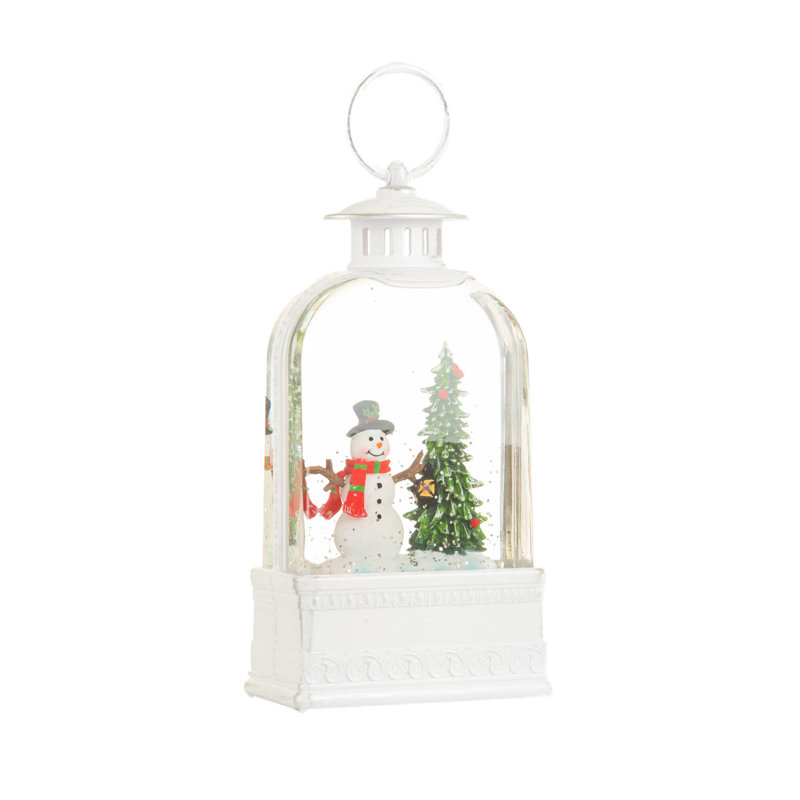 White Lantern LED Snow Globe