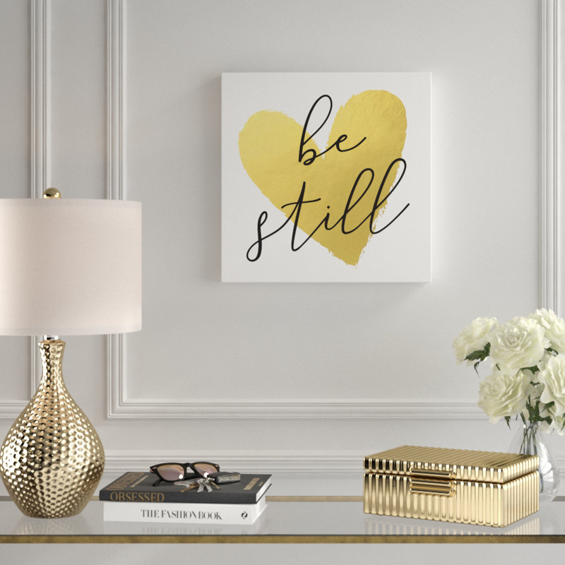 «Be Still», reproduction d'art textuel sur toile tendue, H 30 po x l 30 po x P 1,5 po