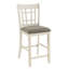 Chaises à hauteur de comptoir blanc antique avec cadre en bois 2 pièces - Siège rembourré brun pour une expérience culinaire délicieuse-1851678854