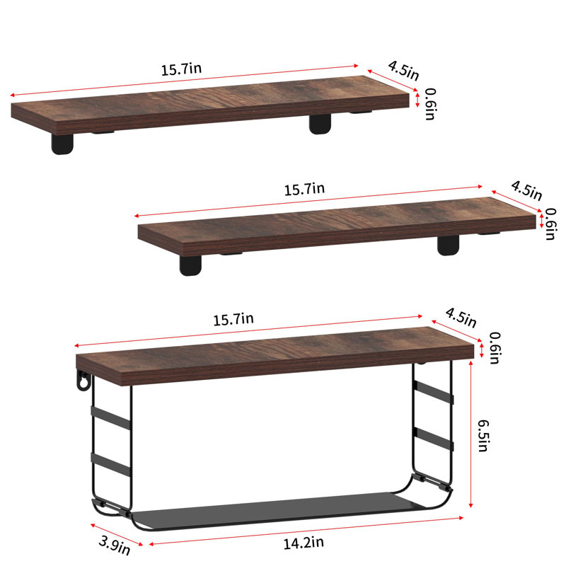 Ensemble de 3 tablettes flottantes pour la décoration murale