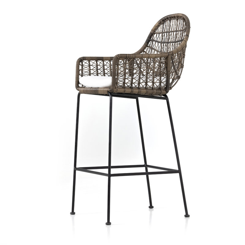Bandera Outdoor Bar Stool, Beige/Gray, 30"