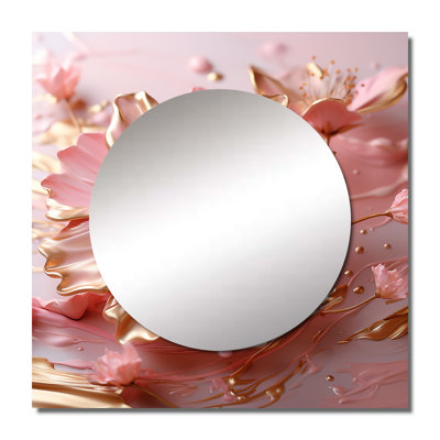 Liquid Flower Art Tender White And Light Pink II - Abstract Shapes Square Mirror For Wall Art Decor