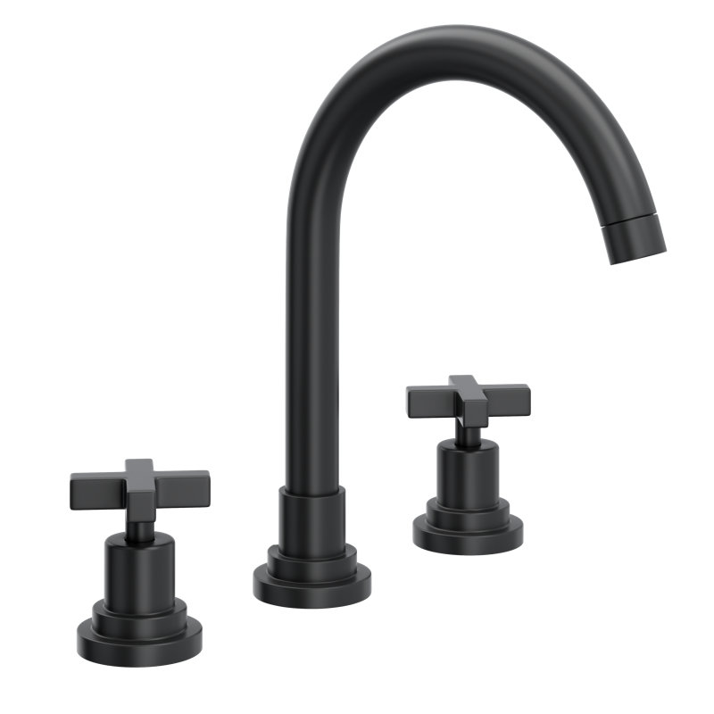 Lombardia® Widespread Bathroom Faucet with Drain Assembly, Matte Black, Cross Handle