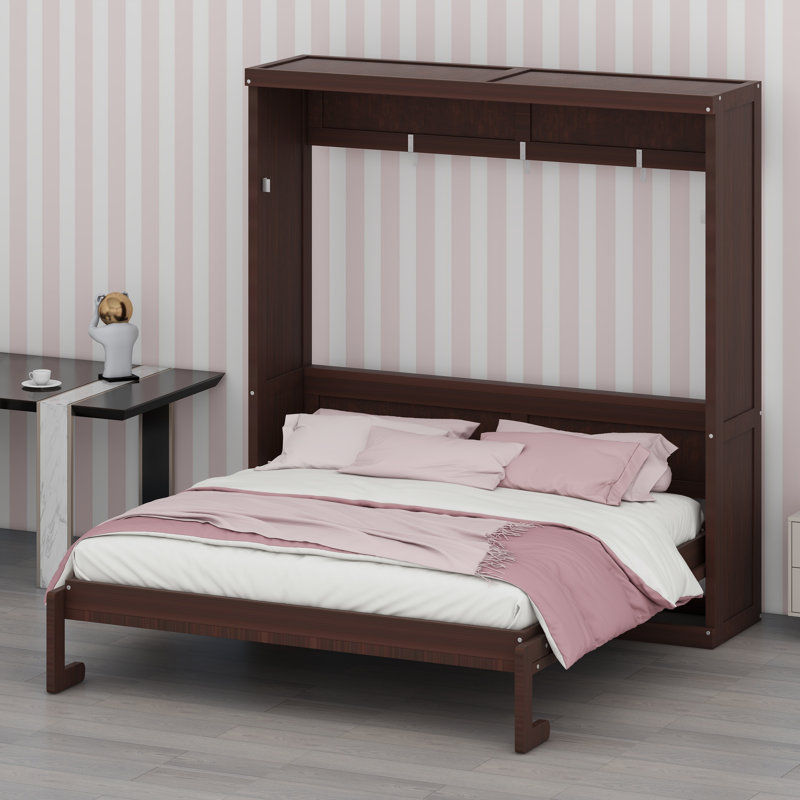 Base de lit escamotable convertible escamotable en armoire de rangement, Espresso