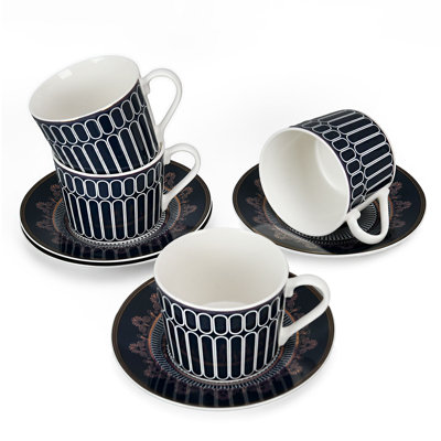 Classic Cobalt Porcelain Teacup and Saucer