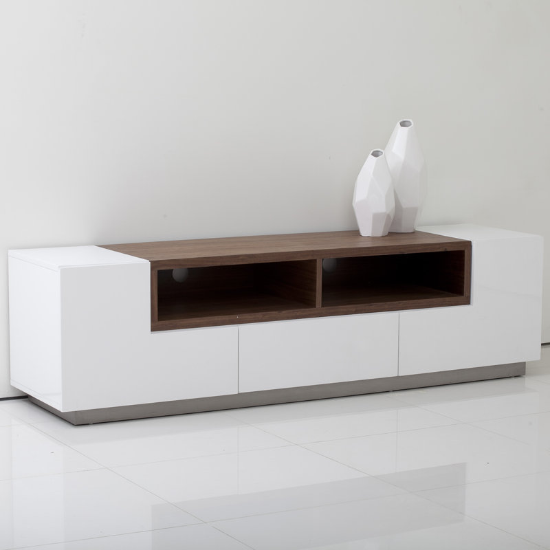 Meuble télé avec rangement Matrix , Blanc/noyer
