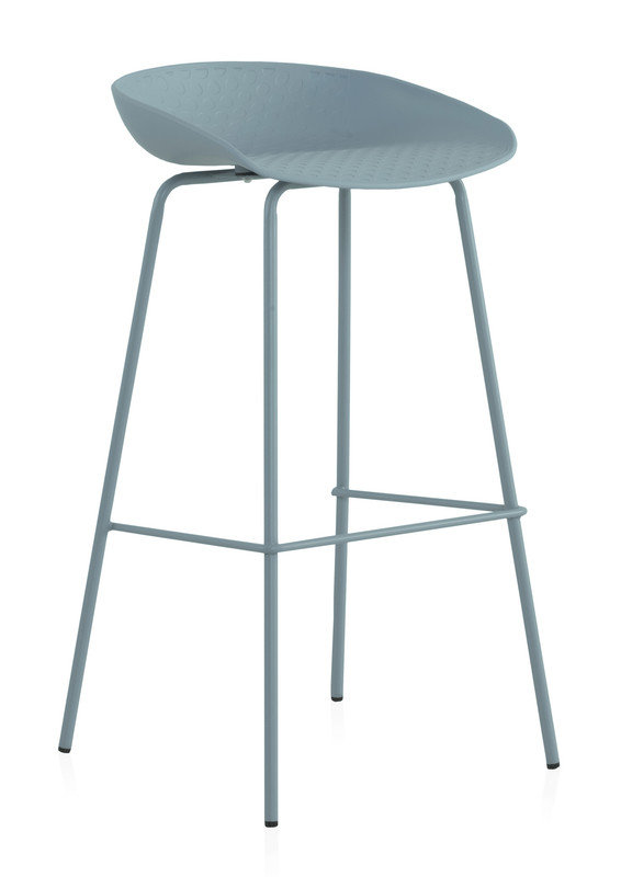 Anglers Counter Stool with Metal Frame, Blue Grey