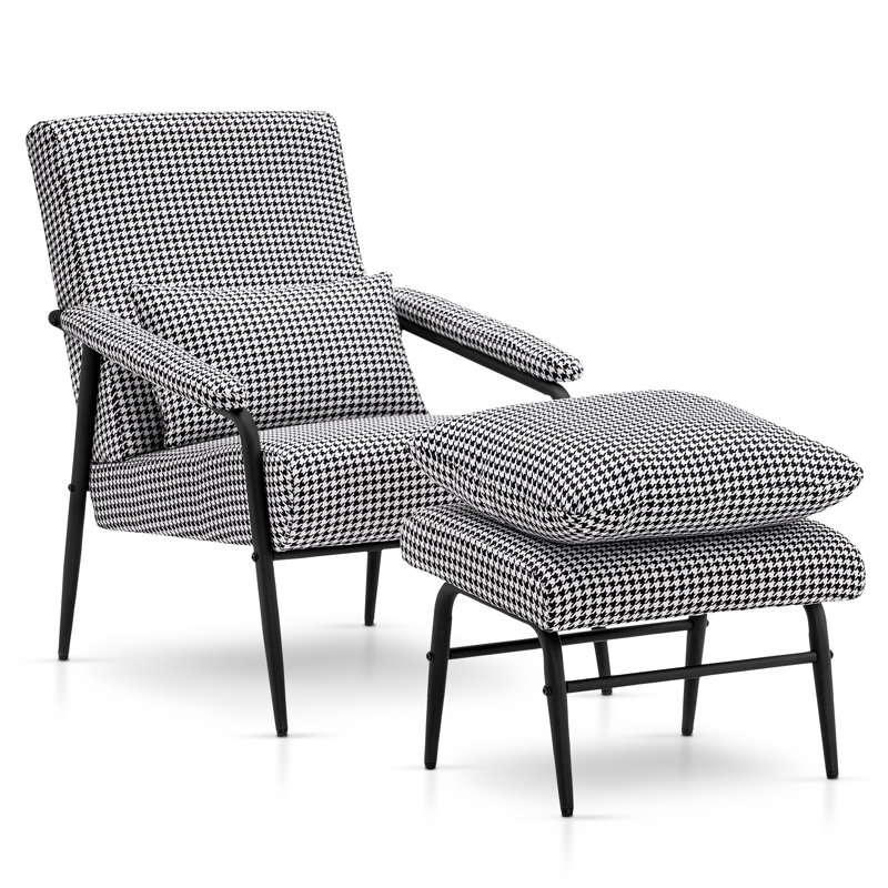 Doroty Modern Accent Chair with Ottoman, Mid-Century Lounge Soft Fabric Seats Club Armchairs, 1
