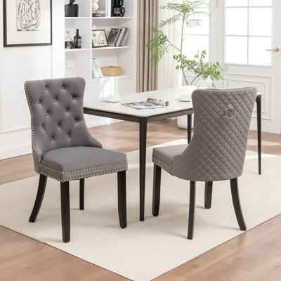 Ensemble de 2 chaises de salle à manger en velours, chaises de salle à manger rembourrées avec garniture cloutée, Sillas de Comedor Modernas 2, chaises de cuisine en bois pour salle à manger, cuisine, chambre à coucher