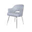 Fauteuil d'invité, lin gris granit, pieds chromés, dossier semi-ouvert