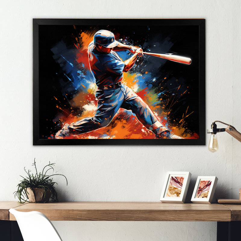 Baseball Swing Of Emotion III - Sport, impressions sur toile, H 34 po x l 44 po x P 1,5 po, Cadre photo noir
