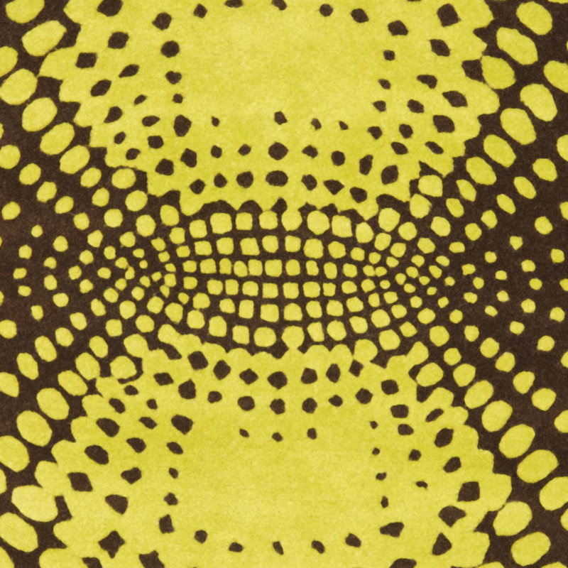Tapis à pois brun / vert touffeté et fabriqué à la main Amier, Carré 6 pi