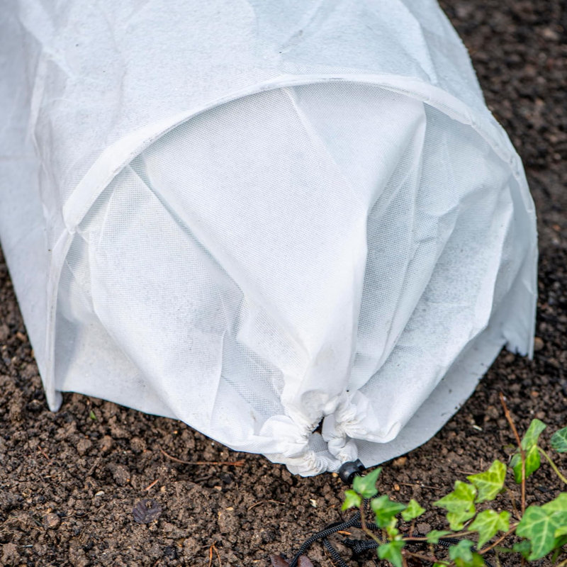 Fleece Greenhouse Grow Tunnel 3m Plant Protection Cover with Steel Hoops Drawstring Ends Breathable Frost Pest Bird Protection Garden Cloche