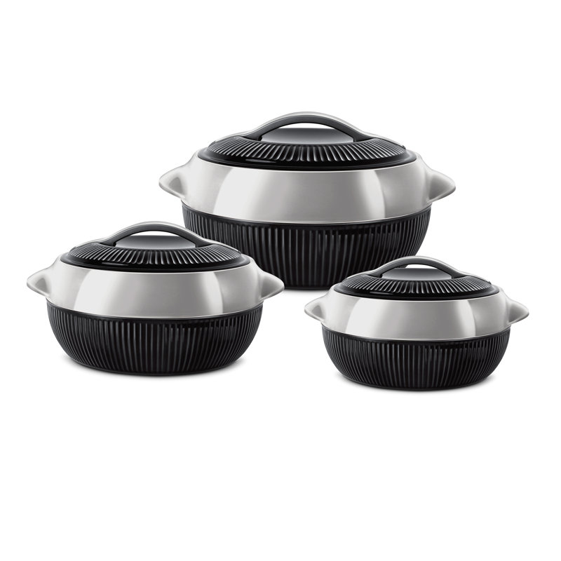SQ Professional Fiesta 3 - Piece Insulated Serving Casserole Set , Black/Silver