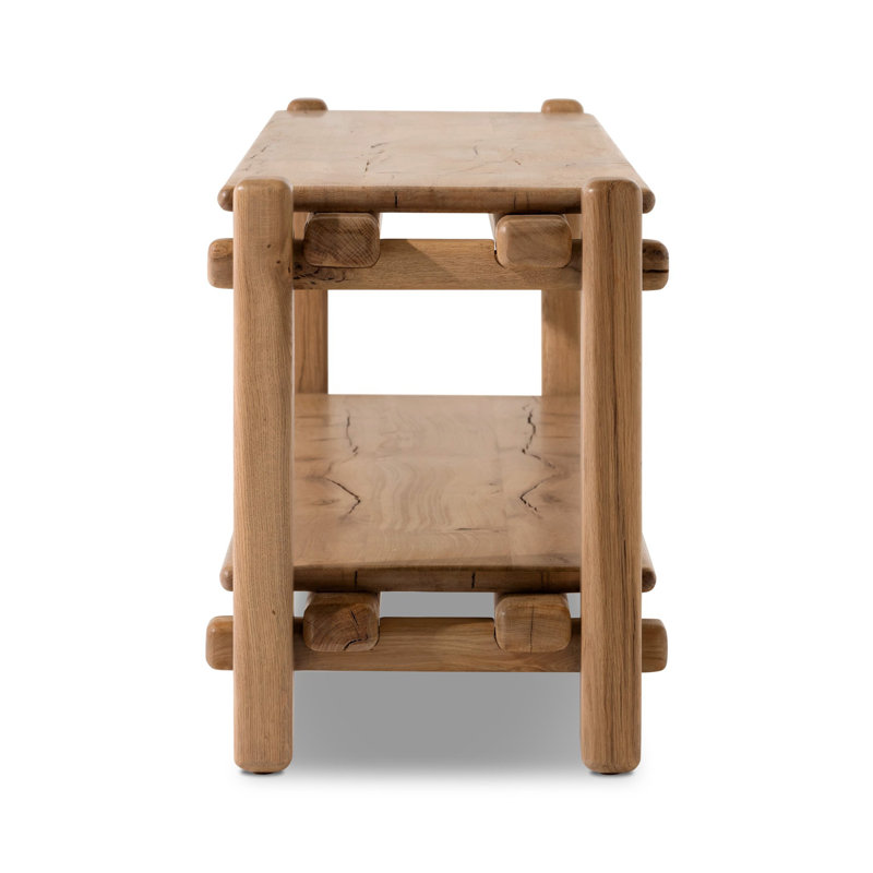 Marcia Console Table by Thomas Bina/Ronald Sasson, 24" H x 86.75" W x 18.75" D, Natural Reclaimed French Oak