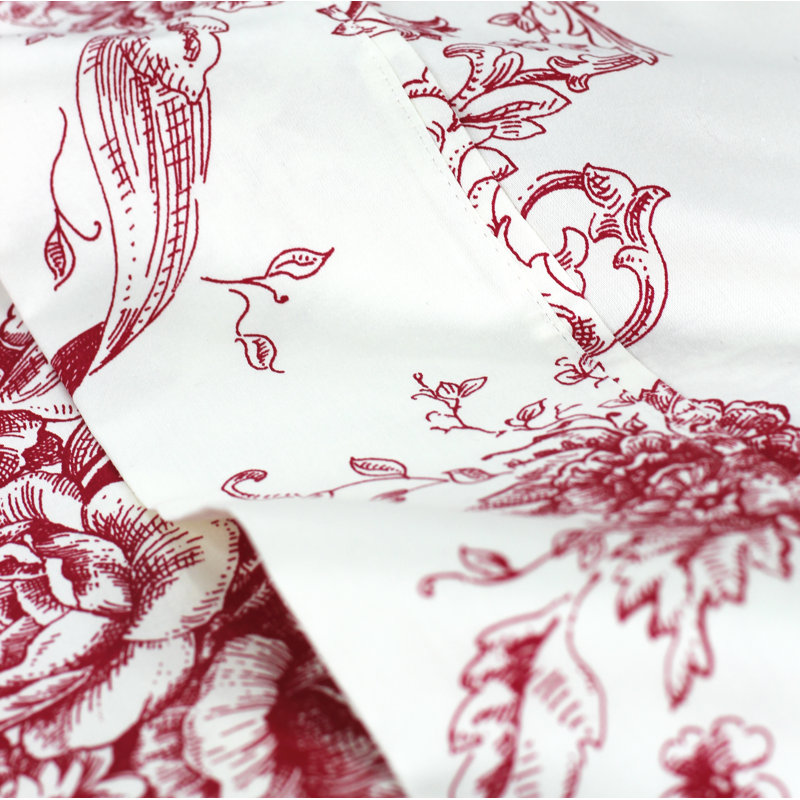 Ensemble de draps 100% coton 400 fils Benedictine, Très grand, Rouge