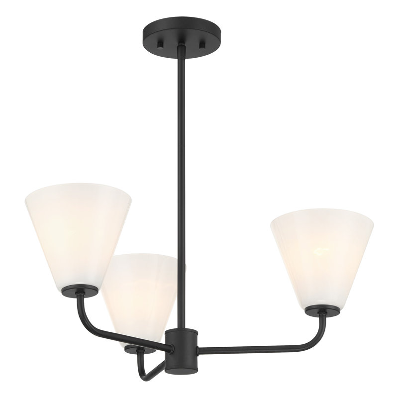 Lustre Hashimoto , H 9 po x l 24 po x P 24 po, Noir mat, 3 lumières