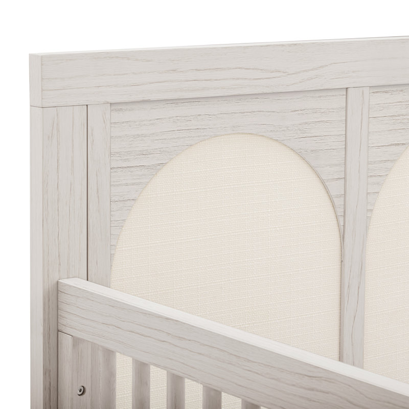 Eloise 4-in-1 Convertible Crib, White Driftwood/Performance Pearl Eco-Weave
