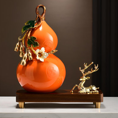 Chinese Ceramic Double Gourd Ornament - Symbol Of Fortune & Prosperity