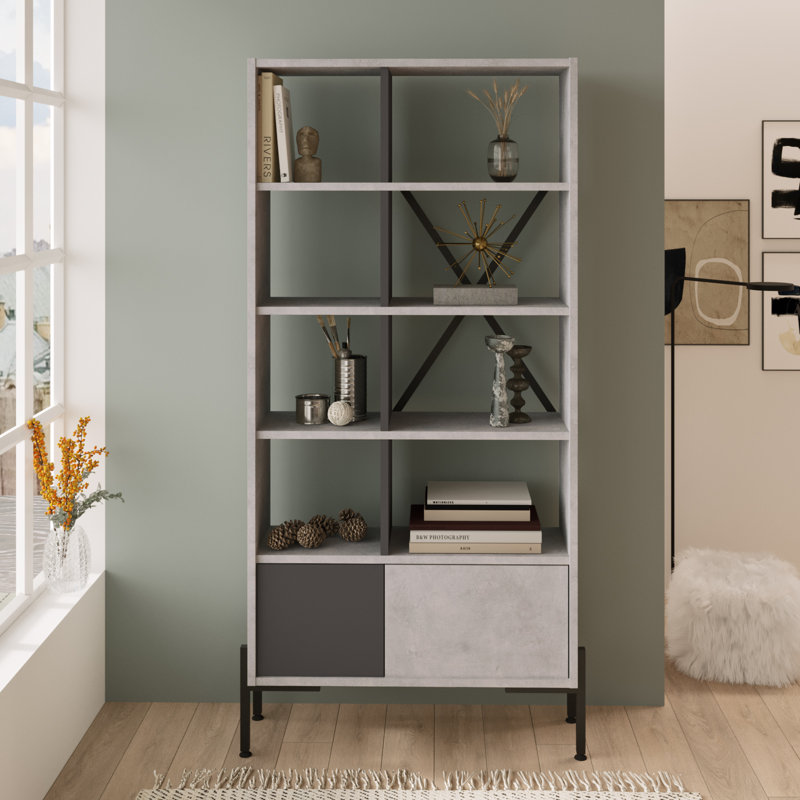 Leonie 160cm H x 79.6cm W Standard Bookcase, Beige