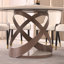 Table de salle à manger moderne en pierre frittée de 59,05 po avec plateau tournant rond de 31,5 po et piédestal en métal exquis avec 8 chaises.