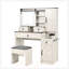 Bureau de coiffeuse avec miroir coulissant et lumières Farmhouse, coiffeuse avec rangement et station de charge pour chambres modernes