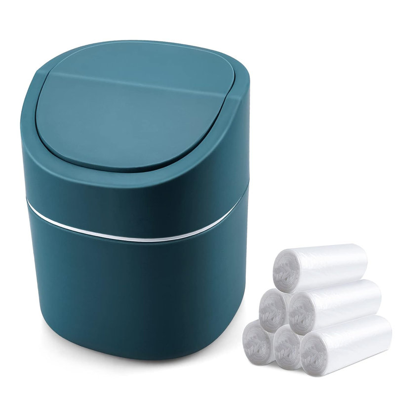 Mini poubelle de bureau avec couvercle et sac à ordures 180 petites poubelles de comptoir à couvercle pivotant