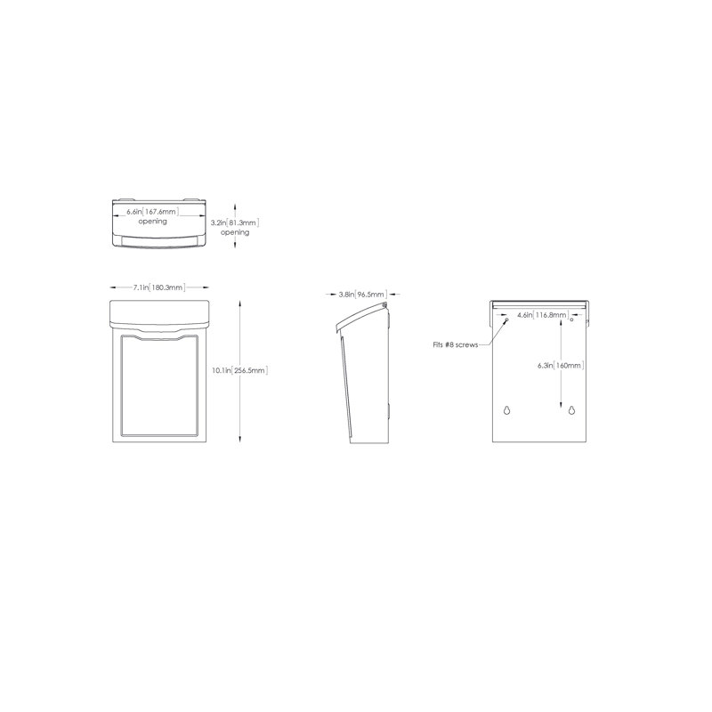 Black Galvanized Steel Wall Mount Mailbox with Embossed Front