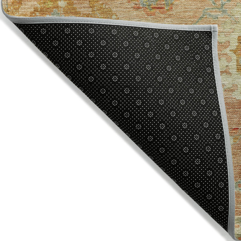 Tapis extérieur lavable floral bleu et vert corail 5 pi x 8 pi